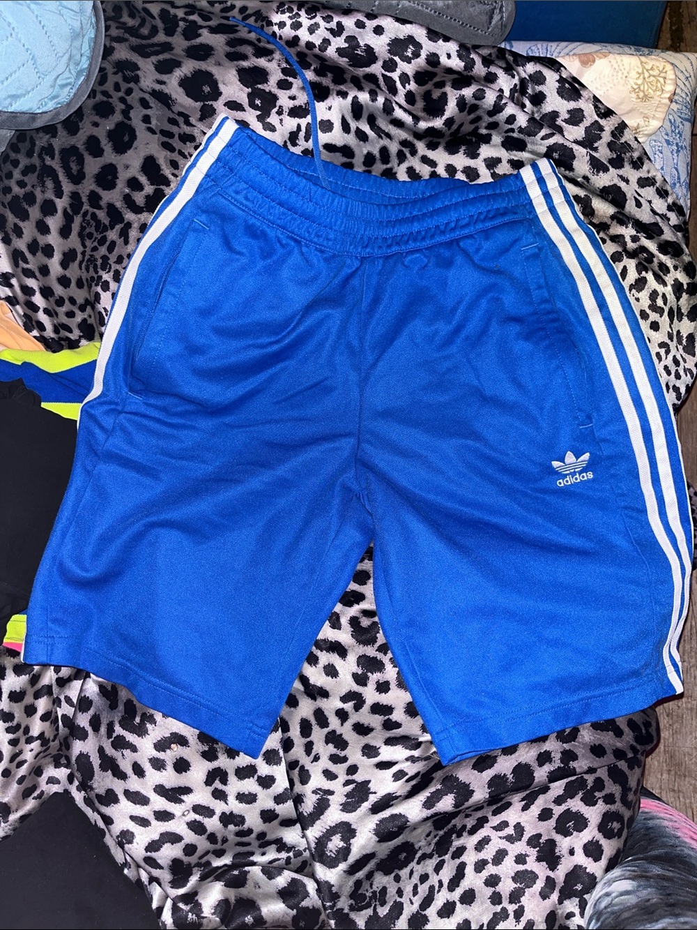 adidas Blue 3-Stripe Athletic Shorts